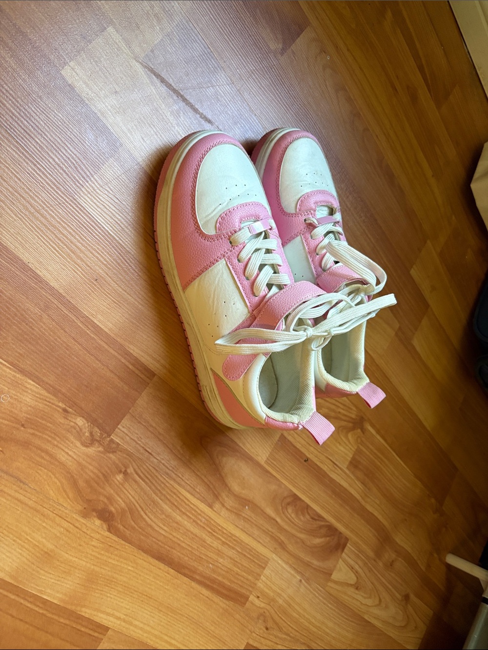 Women size 9 Ardene Pink and White Low-Top Sneakers